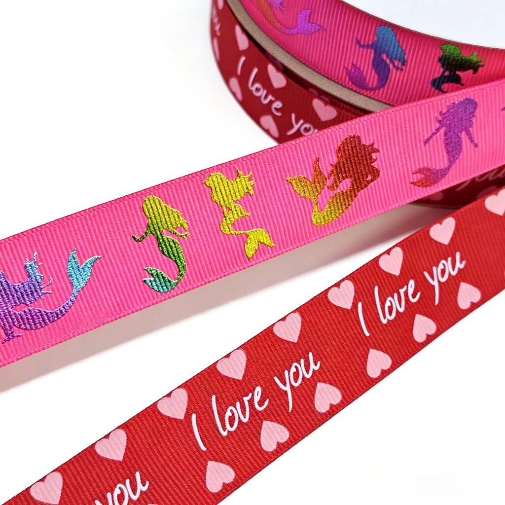 Custom Gold Foil Printed Grosgrain Ribbon for Gift Wrapping & Packaging